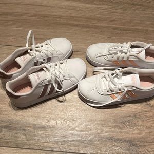 2 pairs of Adidas sneakers. Excellent condition. Size 2. Girls